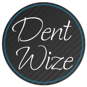 Dent Wize Black grey and blue logo with stripes